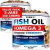 2 Pack Omega 3 Fish Oil for Dogs Skin and Coat Supplement Dry & Itchy Skin Relief Treatment Allergy Support Dog Anti Shedding Treats Shiny Coats EPA &