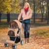 Folding Pet Stroller with Storage Basket and Adjustable Canopy