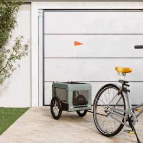 Pet Bike Trailer Gray and Black Oxford Fabric&Iron (Color: Gray)